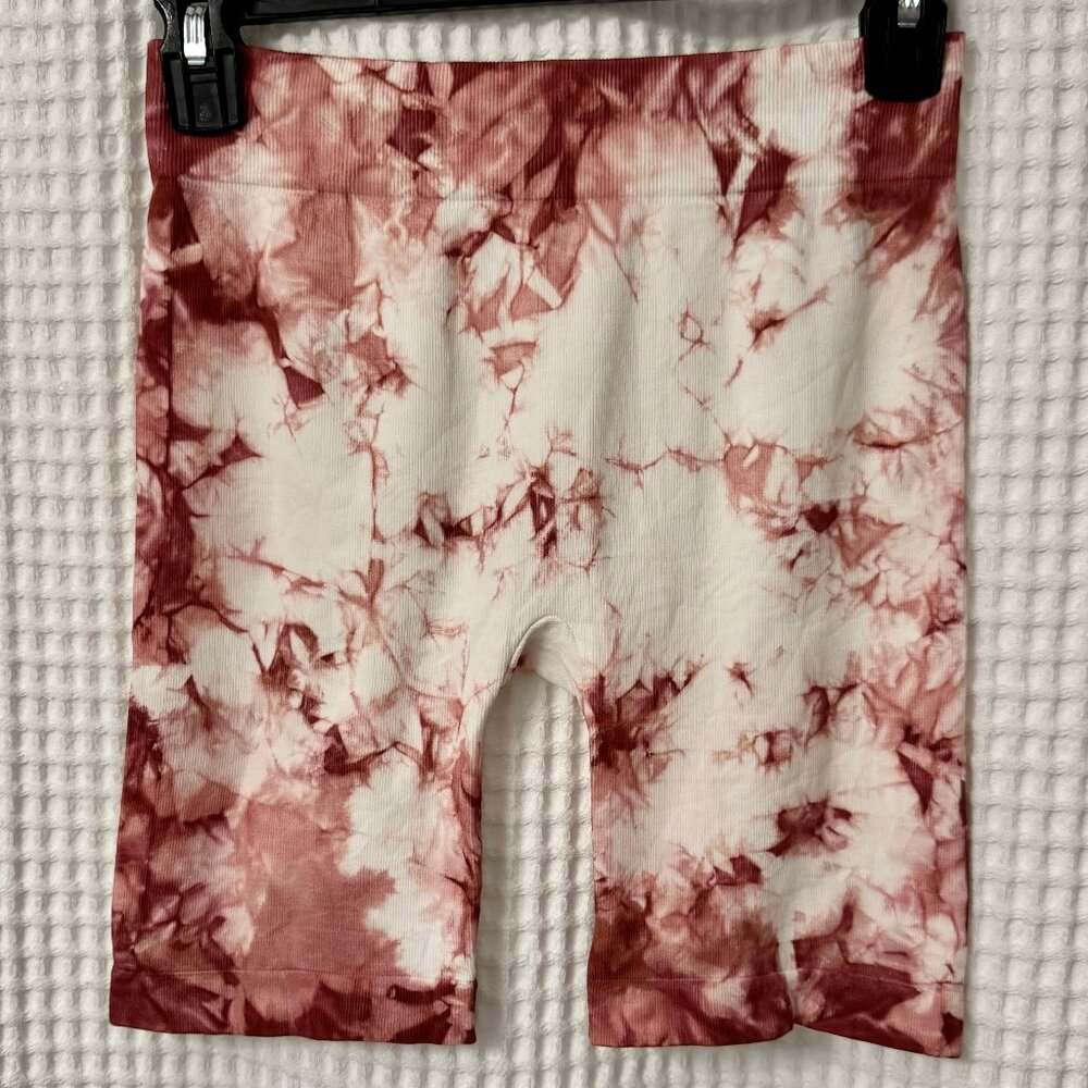 Free People Dusty Rose Tie Dye Seamless Rib Bike Shorts XS/S